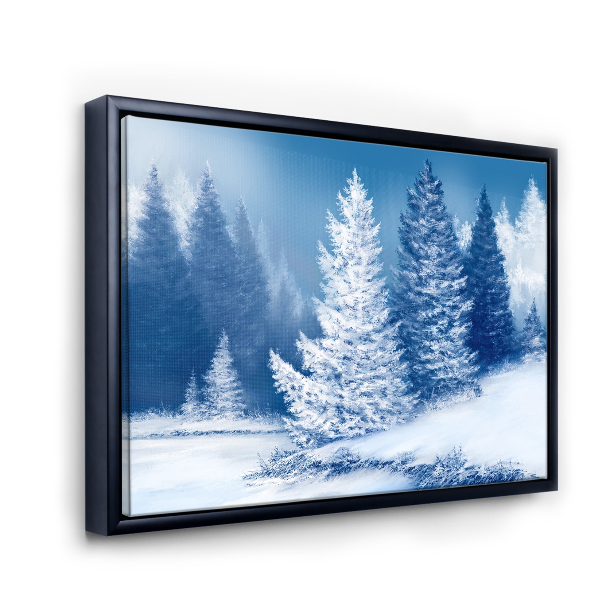 Designart 'Snow Covered Trees With Dreamlike Spruce Forest' Lake House Framed Canvas Wall Art Print