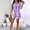 Purple, variant on Morttic Women's Short Sleeve Tee & Printed Shorts Set – Solid Top with Patterned Bottom Spring/Summer Casual Wear Purple，XXL