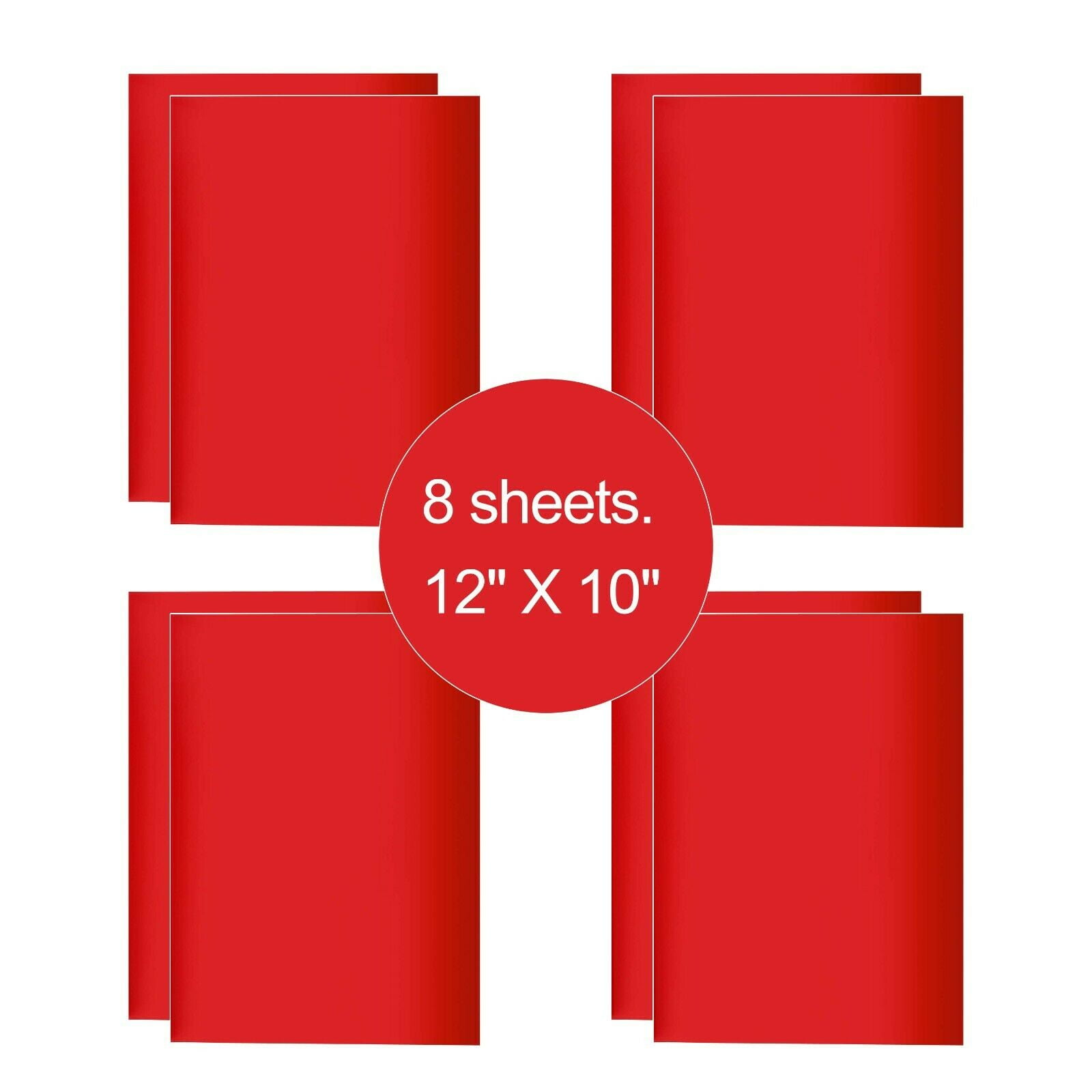 8 Sheets Red 12" x 10" Pre Cut HTV Iron On Heat Transfer Vinyl Paper for T-Shirts Cricut Silhouette