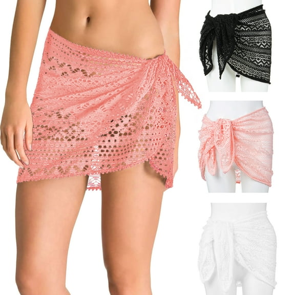 Women's Swimwear Sarong Wrap Swimsuit Skirt Bikini Summer Beach Cover Up, White
