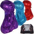 thumbnail image 1 of GFDYREE 3 Pcs Pack de Durags Soyeux pour Hommes Vagues, Satin Doo Rag, Récompense 1 Casquette Vague, 1 of 6