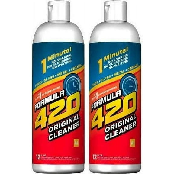 Original Cleaner by Formula 420 | Glass Cleaner | Cleaner Pack | Safe on Glass, Metal, Ceramic, and Pyrex | Cleaner - Assorted Sizes (12 oz - 2 Pack)