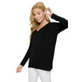 thumbnail image 2 of YELETE Women’s Keep it Classy V-Neck Long Sleeve Top, Black S, 2 of 4