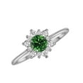thumbnail image 3 of Sterling Silver with Genuine Green Diamond and White Topaz Flower Ring, 3 of 3