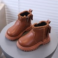thumbnail image 4 of KPOPLK Girls Ankle Boots Side Zipper Low Heels Comfortable Casual Shoes for Toddler Little Kid Big Kid(11,Brown), 4 of 6