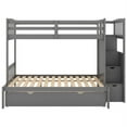 thumbnail image 5 of Twin Over Twin/Full Bunk Bed with Stairway, Convertible Bottom Bed, Wood Bunk Bed with Storage Shelves and Drawers (Gray), 5 of 7