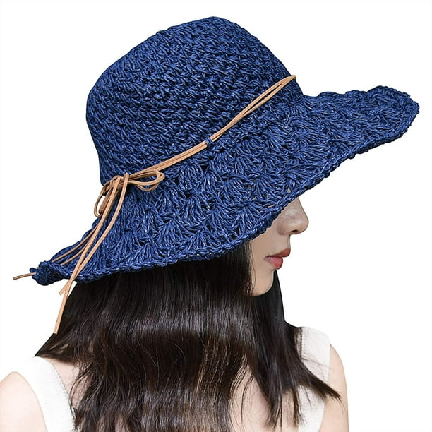 Womens Sun Beach Hat for Women Foldable Floppy Summer Straw Hat Wide Brim Hat  UV Protection Sun Hats for Women 