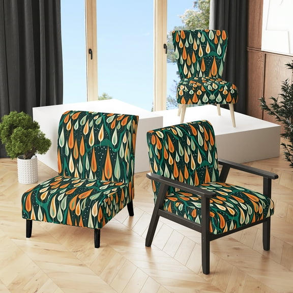 Designart "Retro-Styled Abstract Drops XIV" Multi-Color Drop Upholstered Accent Chair - Modern Arm Chair For Bedroom
