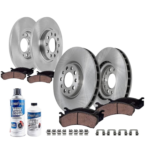 Detroit Axle - Brake Kit for 15-17 Chrysler 200, Disc Brake Rotors 2015 2016 2017 Ceramic Brakes Pads with Hardware Assembly Replacement : 12.00" inch Front and 10.95" inch Rear Rotors