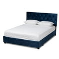 thumbnail image 1 of Bowery Hill Modern Velvet Tufted Platform Storage Queen Bed in Blue, 1 of 12
