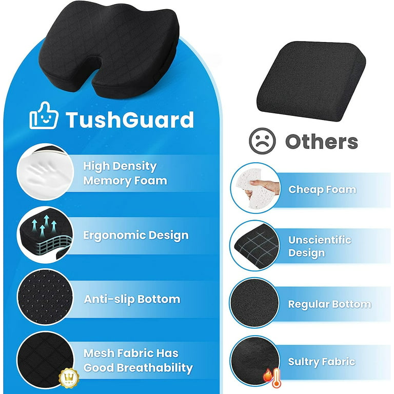 Tush Guard Seat Cushion, (Seat Cushion+Chair Cushion) Hip and Waist  Protection, Detachable Zip, Breathable Memory Foam,Anti Stress, Chair Back  Support