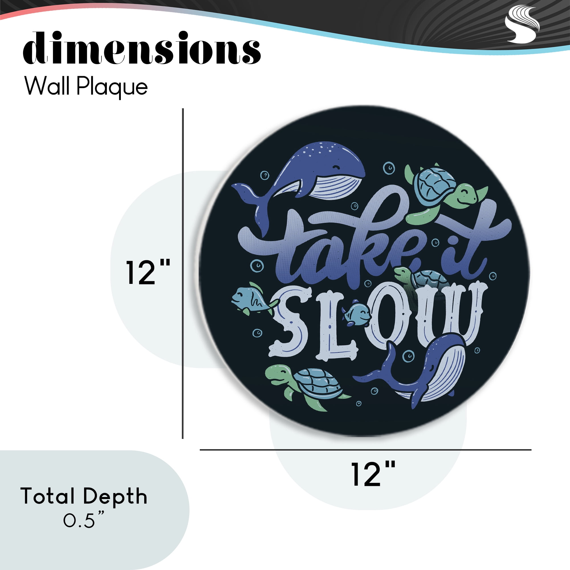 Stupell Industries Take It Slow Aquatic Animals Circular Wall Plaque, design by Tobe Fonseca