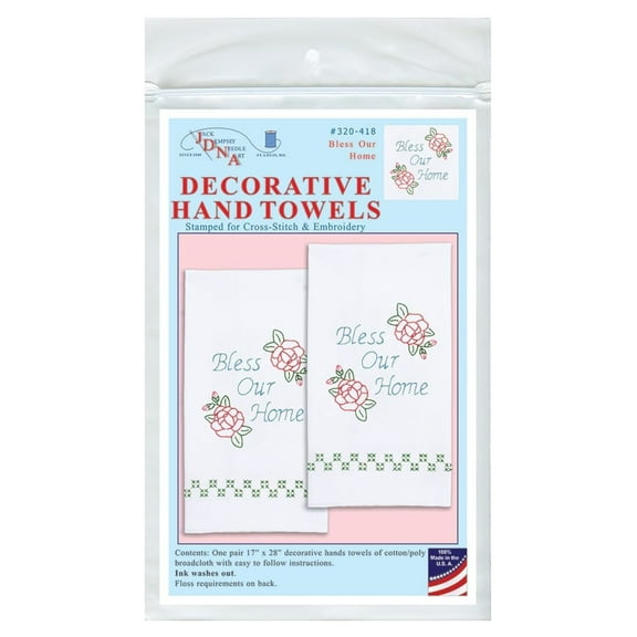 Jack Dempsey Stamped Decorative Hand Towel Pair 17"X28"-Bless Our Home