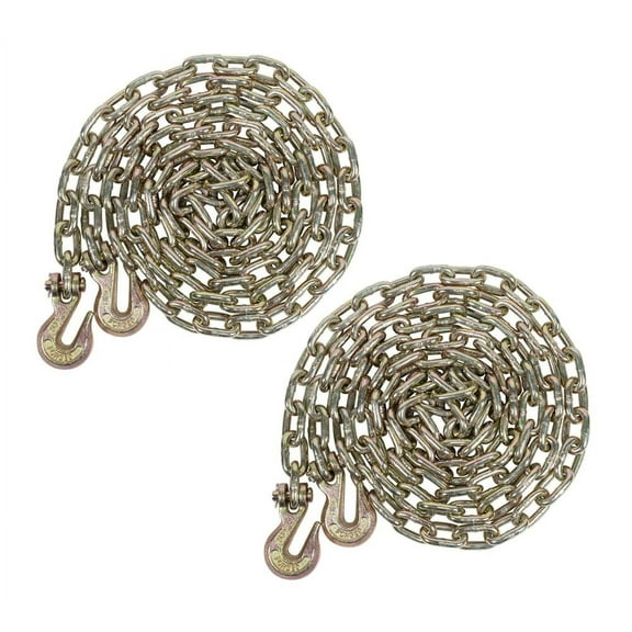 2 Pack 5/16 Inch x 16 FT Grade 70 Binder Chain with Clevis Grab Hooks - G70 Transport Tow Chain - 4,700 Lbs Working Load Limit