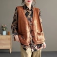 thumbnail image 3 of Women Vintage Embroidery Pockets Button Cardigan Sweater Vest Y2K Female Simple Casual V Neck Sleeveless Loose Knitted Waistcoat, 3 of 5
