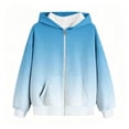 thumbnail image 3 of Domzest Girls Gradient Hoodies Zip UP Loose Fit Long Sleeve Sweatshirt Drawstring Hooded Pullover with Pocket for 3-14 Years Light Blue 100 Age:2-3Y, 3 of 5