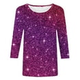 thumbnail image 4 of SHITINN Women's Casual Crew Neck Carnival Sequin Printed 3/4 Length Sleeve T Shirt Top Women Tops Casual Womens Short Sleeve Tops Summer Clothes for Women, 4 of 4