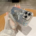 thumbnail image 2 of Designed for iPhone Case,Luxury Electroplated Feather Butterfly Pattern with Hand Bracelet Shockproof Protective Cover Phone Case (iPhone 14 Pro,Silver), 2 of 5