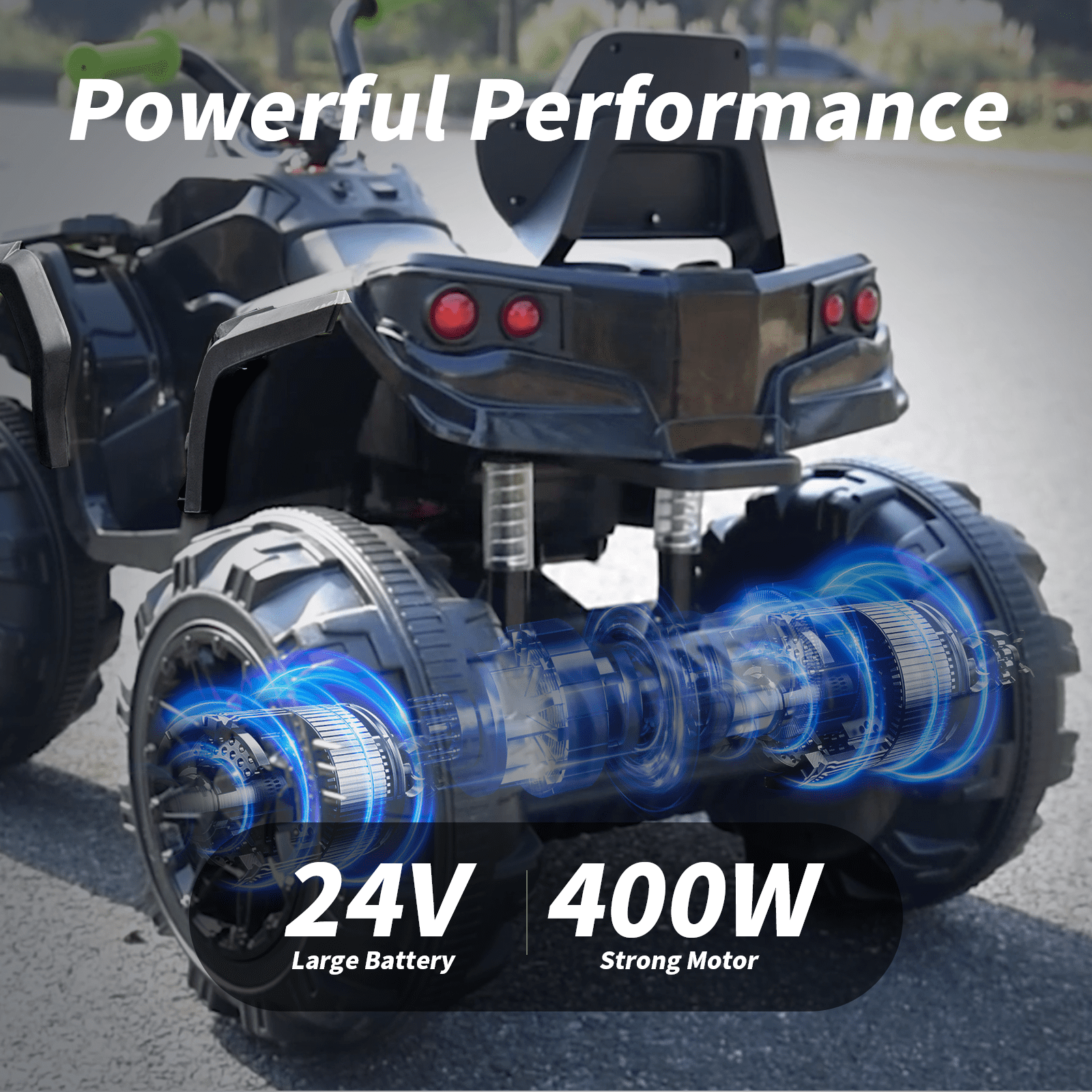 Outfunny 24V Kids 4 Wheeler, Electric ATV Quad Ride-on Toy for Big Kids Ages 3 and up, Black
