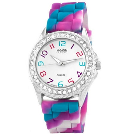 Golden Classic Women's Colors Galore Silicone Band Watch in Multi
