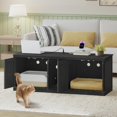 thumbnail image 5 of 55 Inch  Litter Box Enclosure with Hidden Storage and USB Ports for 2 Cats, Black Farmhouse Style Wooden Cabinet, 5 of 8
