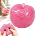 thumbnail image 2 of Pink Apple Slush Squishy Toy, 2.8 Inch Fruit Stress Ball, Soft Filled Food, Soft Sensory Fidget Toy, Kawaii Stress Relief, for Kids Adults, Anxiety Relief, Desk Decor, Party Favor, Gift, 2 of 9