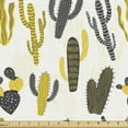 thumbnail image 1 of Cactus Fabric by the Yard, Continuous Design of Exotic Cartoon Plants Saguaro Desert Flora Pattern, Decorative Upholstery Fabric for Chairs & Home Accents, Yellow and Dark Grey by Ambesonne, 1 of 5