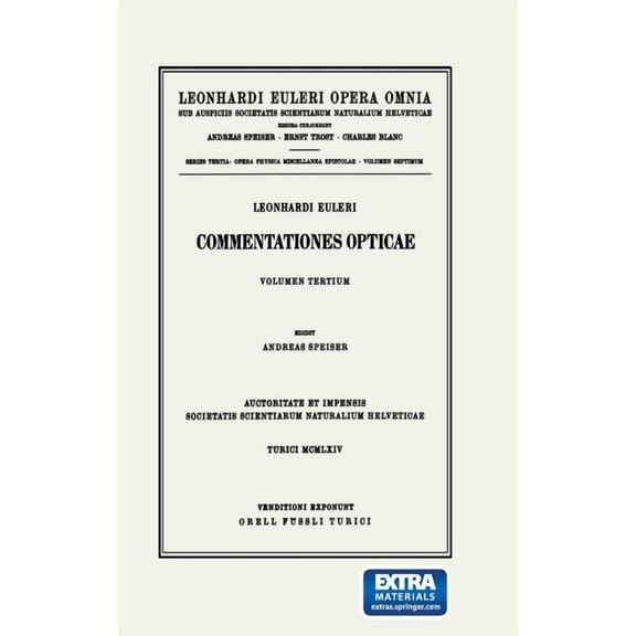 Commentationes Opticae 3rd Part, (Hardcover)