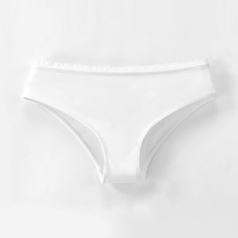 eczipvz Womens Underwear Cotton Ladies Panties Ice Silk Seamless Panties  Solid Color Lace Panties Low Waist Ribbon Briefs White,XL