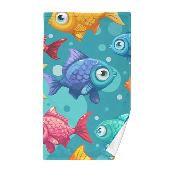 Cartoon Fish Hand Towel Cotton Bath Towel Large Face Towels Absorbent for Bathroom Home Hotel