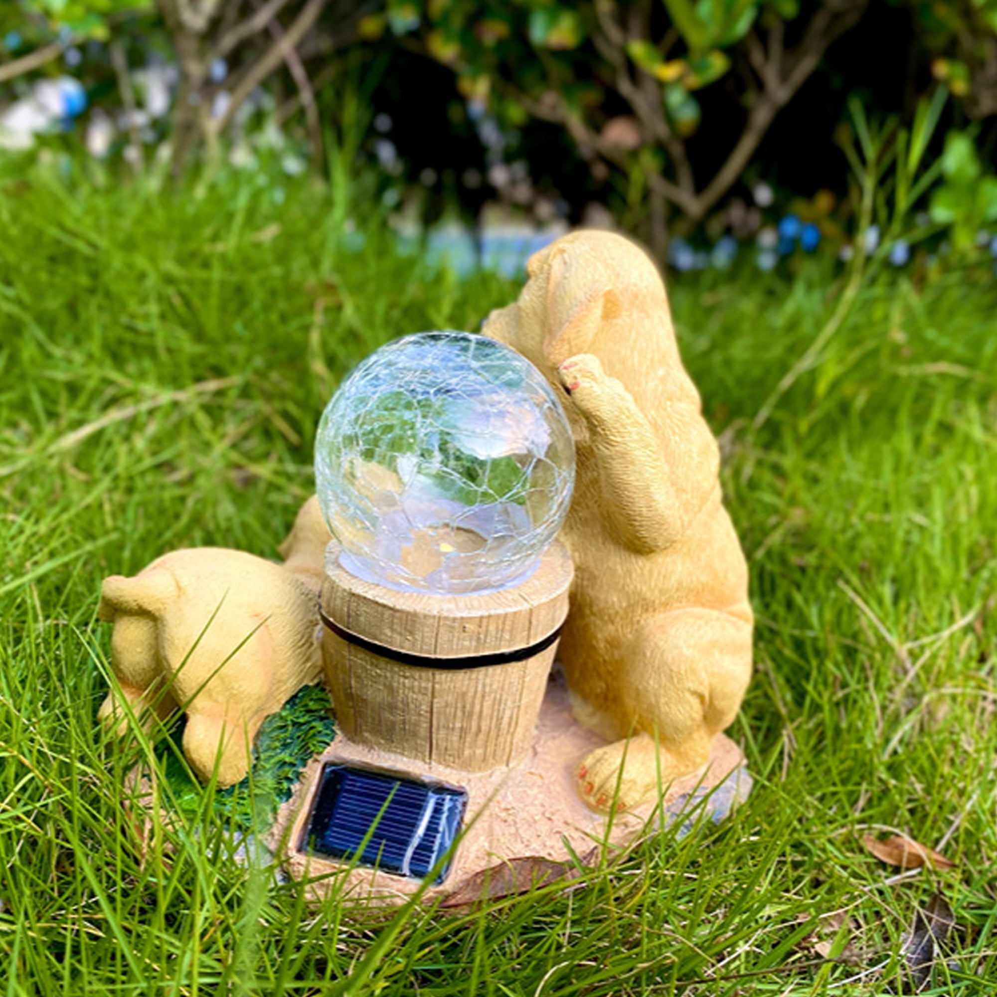 Solar Garden Dog Statue Light, Outdoor Puppy Figurine Resin Decoration for Garden Patio Pathway Yard Lawn Gifts