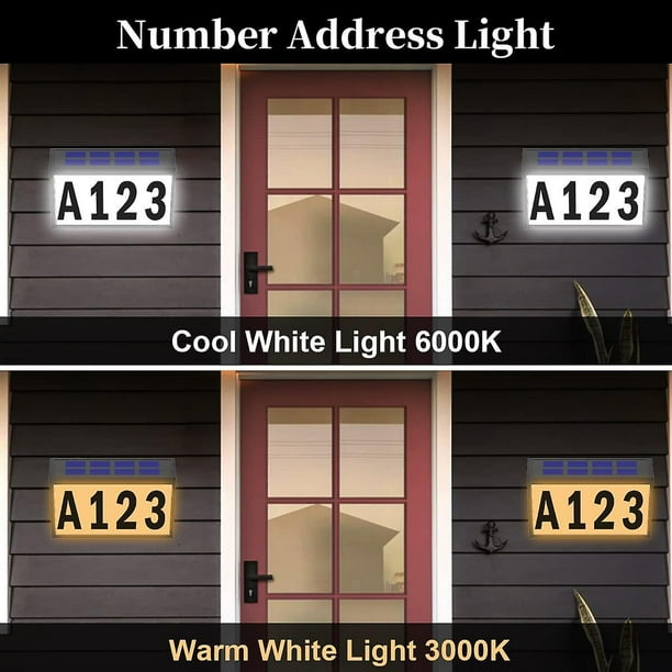 Numéro de maison solaire LED, IP44 Numéro de porte solaire d