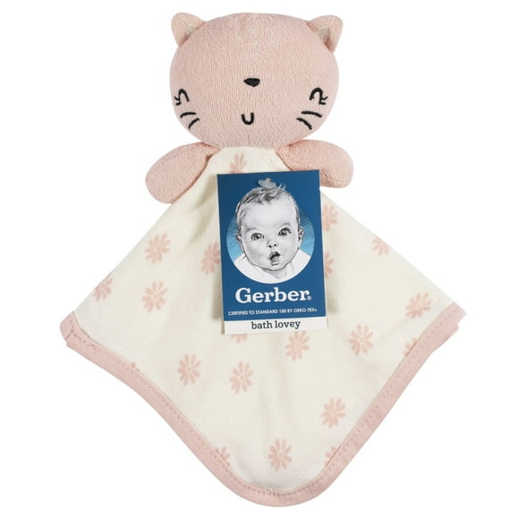 Gerber Paño peluche Gatito Bebé 12×12 cm Rosa 80% Algodón OEKO-TEX