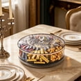 thumbnail image 3 of Rotating Snack Tray with Lid, 10.23" Plastic Divided Serving Dishes, Round Appetizer Platter, 7 Compartments Food Storage Organizer for Dried Fruits, Nuts, Candies, Veggie, Cookies(B), 3 of 6