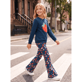 thumbnail image 2 of PatPat Girls Clothes 2 Piece Outfit Set Long Sleeve Strawberry Graphic Top Flare Pants Blue 7-8Y, 2 of 13