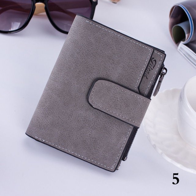 ITFABS Women's Short Leather Wallet Matte Surface Hasp Simple Bifold Small Handbag
