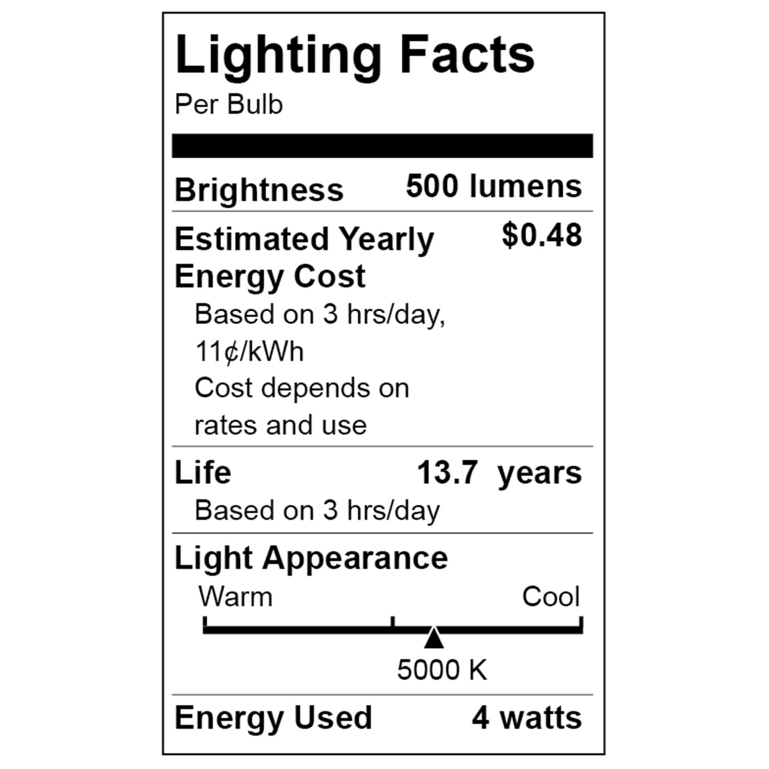 Great Value LED, 4W (60W Eqv) B10 Deco Lamp E26 Medium Base, Dimmable, Daylight, 12pk