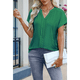 thumbnail image 5 of Blusas con Ojales para Mujer, Cuello en V, Corta, Bordadas, Estilo , Informal, Holgada, de Verano Verde XL, 5 of 7
