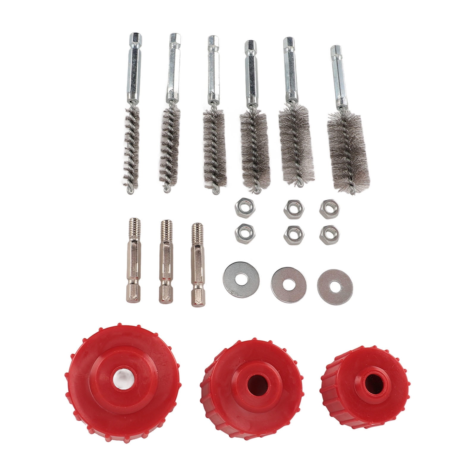 BIMZUC Copper Pipe Cleaner Set – 1/2, 3/4 & 1"Bronze/Brass Pipe & Fitting Cleaning Brush, 6 Stainless‑Steel Bristles, 1/4"Hex Shank for Power Drill