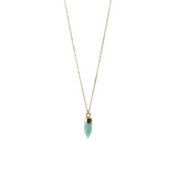 Teardrop Blue Natural Stone Pendant Necklace for Women, Gold Plated Stainless Steel Elegant Jewelry Gift