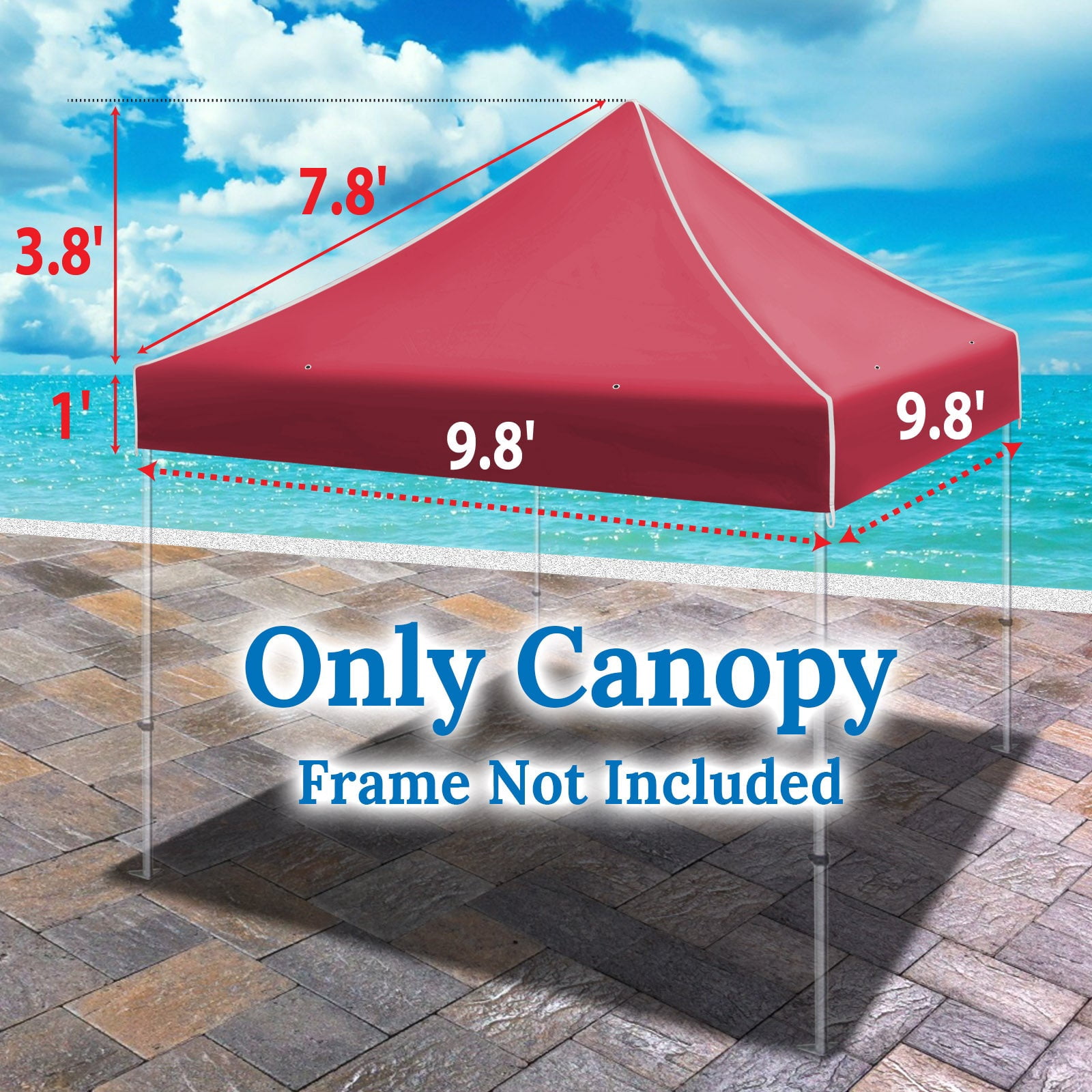 SUNRISEUMBRELLA Ez pop Up Instant Canopy 10'X10' Replacement Top Gazebo EZ Canopy Cover Patio Pavilion Sunshade Polyester（Burgundy）