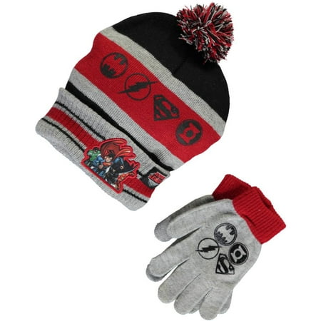

Justice League Super Icons Beanie & Mittens Set (Toddler One Size) - black/red one size