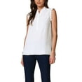 thumbnail image 4 of INSPIRE CHIC Allegra K Summer Ruffle Tank Top for Women's Sleeveless Mock Neck Button Up Casual Tops XS White, 4 of 6
