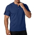 thumbnail image 4 of Paiwinds Men's Casual Short Sleeve Henley Shirt with Button Placket, Round Neck T-Shirt Top for Daily Wear, Black, 4 of 9