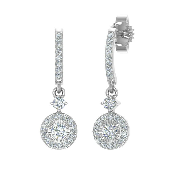 0.30 Carat Diamond Drop Dangling Earrings in 10K White Gold
