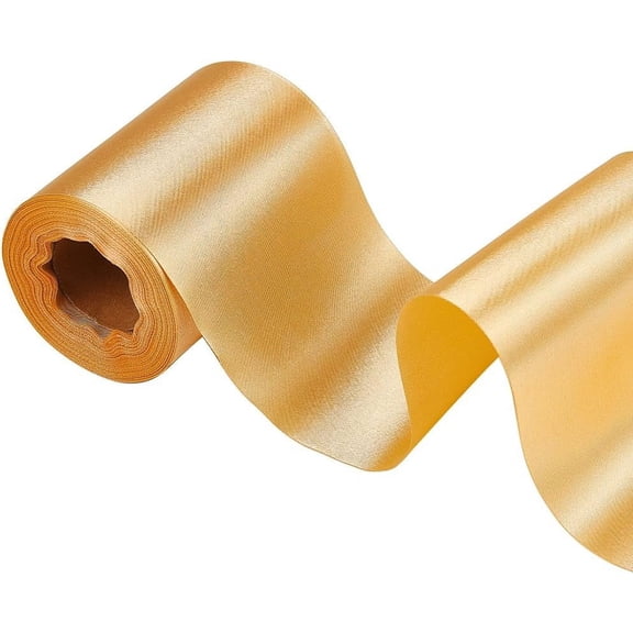 22 Yards x 4 Inch Wide Double Faced Satin Ribbon Roll Gold Polyester Solid Fabric Large Ribbon for Gift Wrapping Grand Opening Chair Sash Bouquet Bow Making Party Decoration DIY