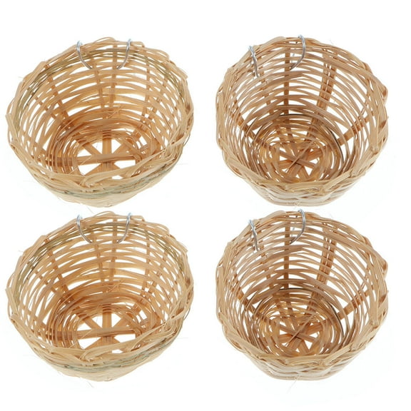 GAXIRE Set of 4 Hanging Bird Nests for Birds, Country-style Design in Khaki Color