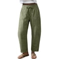 thumbnail image 2 of Petite Linen Pants for Women Wide Leg Sweatpant Summer Casual Lightweight Breathable Trousers with Pockets, 2 of 6
