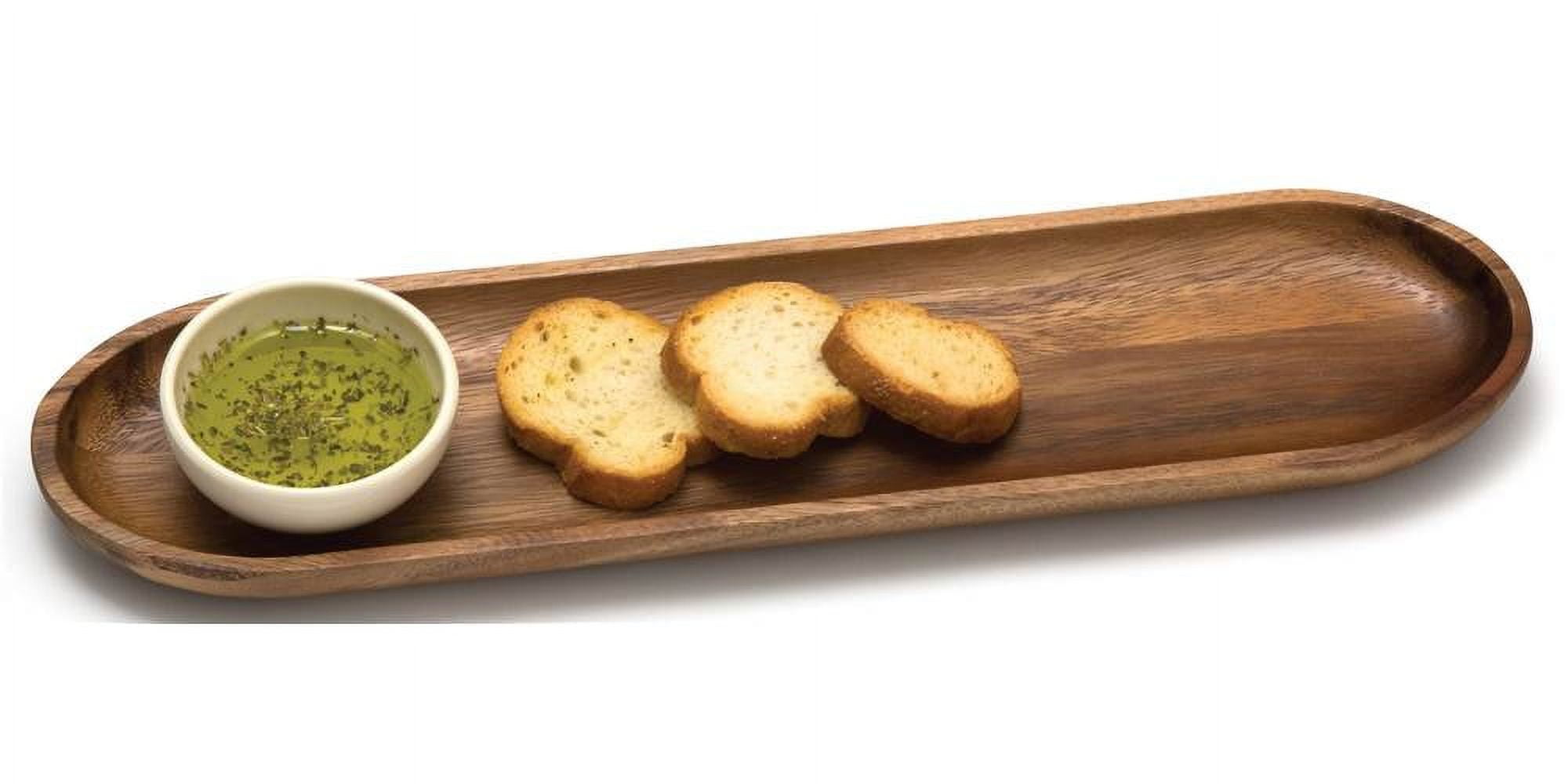 Lipper International Bread Board with Ceramic Bowl, Acacia