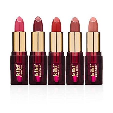 kiki 5-Piece Luxe Color Moisturizing Long Lasting Lipstick Gift Set Made in (Best Long Lasting Lipstick For Dry Lips)